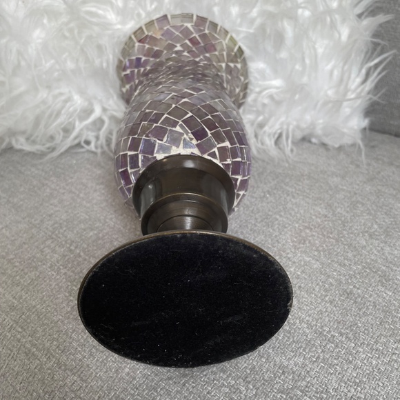 PartyLite Purple Mosaic Glass Tile Hurricane Candle Holder - Picture 4 of 5